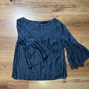 Women's Blue Top with Bell Sleeves